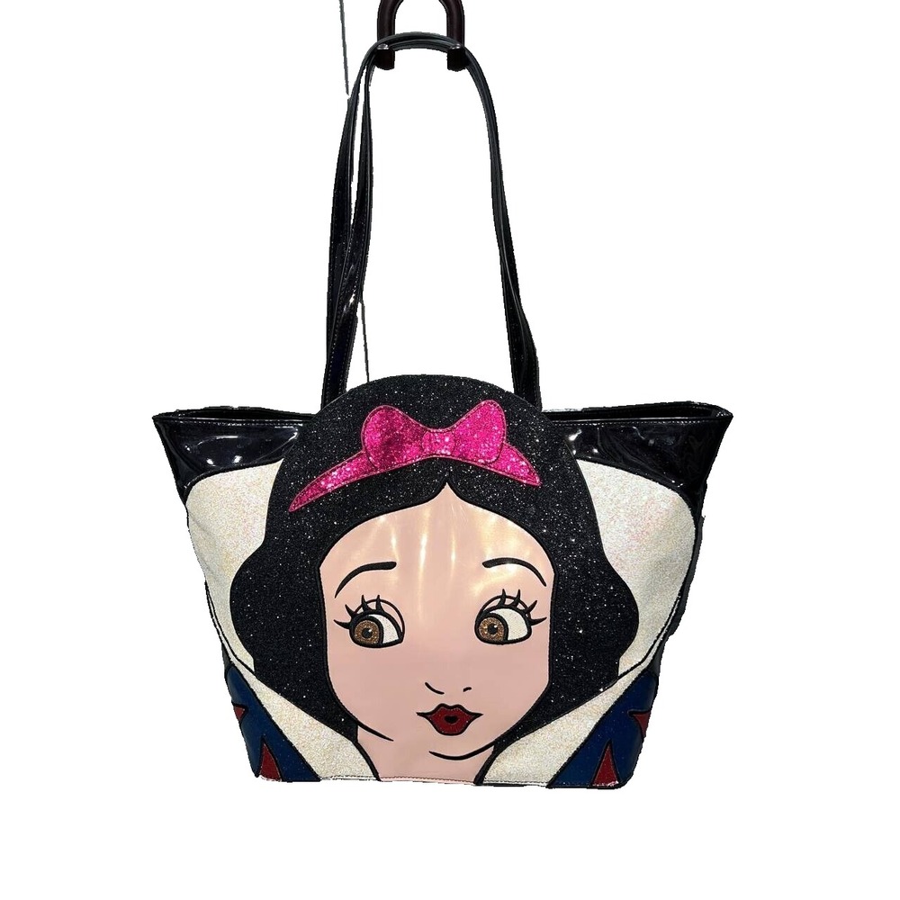 Disney Danielle Nicole Snow White Large Black Patent Sparkle Vinyl Tote Bag
